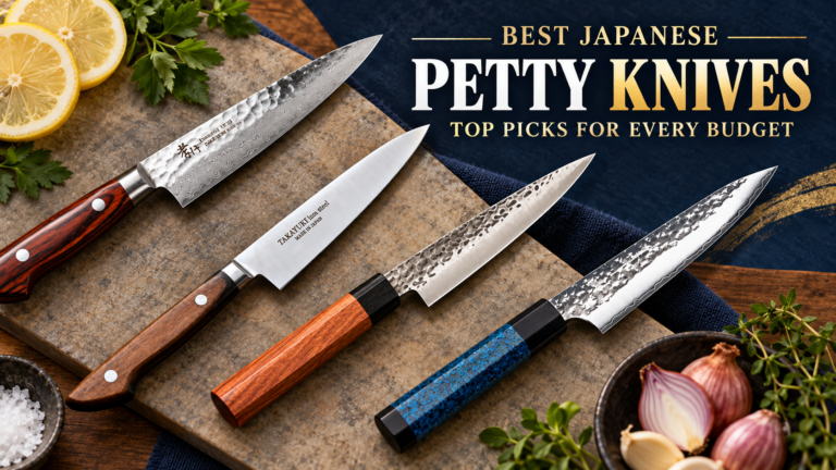 Best Japanese Petty Knives: top Japanese petty knife picks for every budget shown in a clean featured image with multiple petty knives.